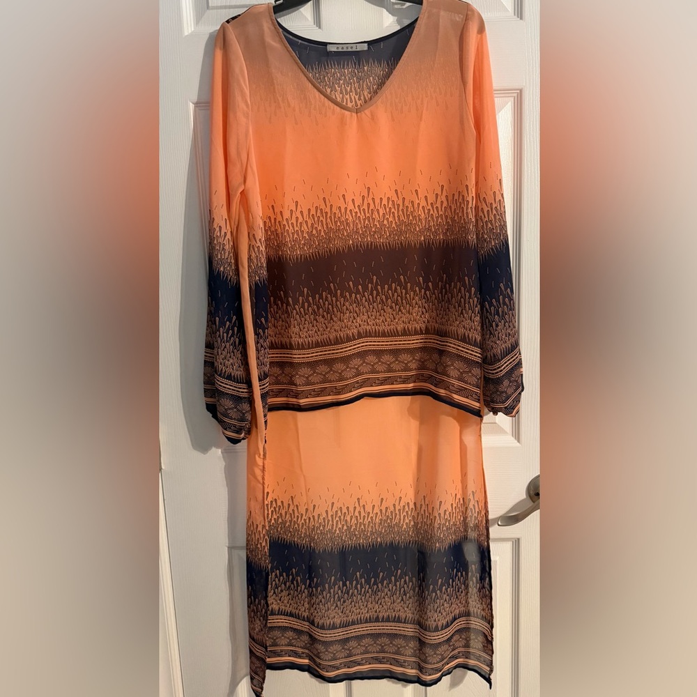 Orange and‎ blue sheer duster size Large